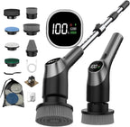 WKY-G3-Electric Spin Scrubber - Upgraded 10-in-1 IPX7 Waterproof Shower Cleaner Brush, Retractable Handle & 2-Speed for Toilet, Bathroom, Bathtub, Tile Floors Black
