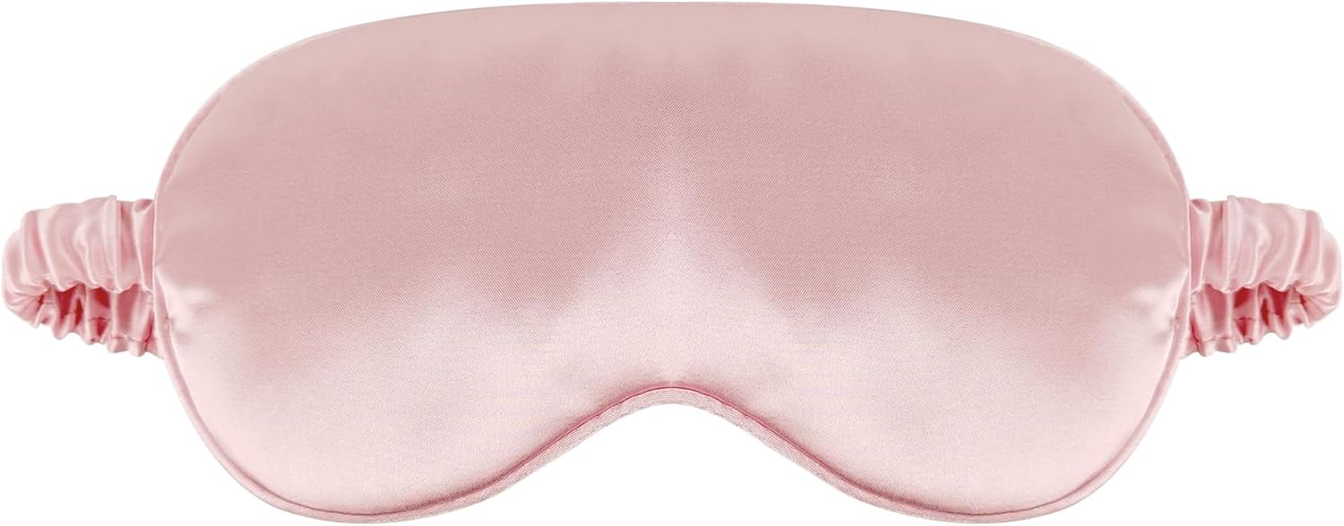 1 Pack Sleep Mask, Silk Eye Mask with Elastic Strap, Breathable Eye Mask for Sleeping,Travel, Girls, Women, Men (Pink)