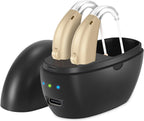 Hearing Aids for Seniors,Rechargeable Hearing Amplifier with Noise Cancelling,Adjustable Volume Control,One Pair Hearing Assist Devices with Charging Box(Black)