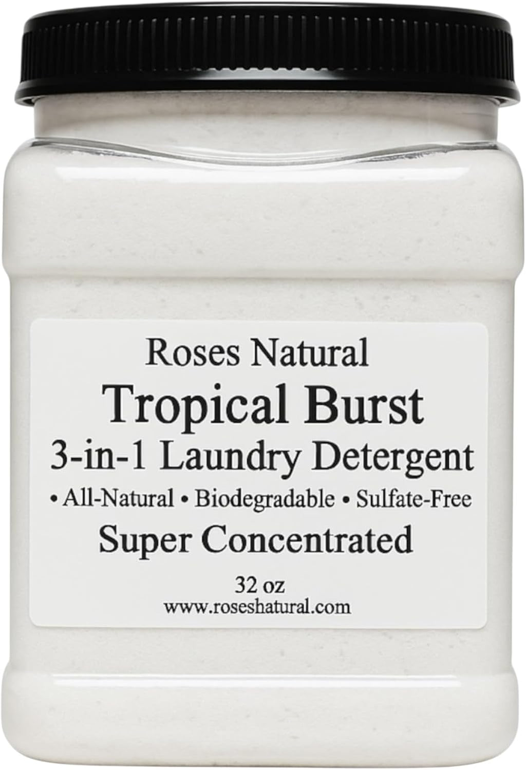 Tropical Burst 3-in-1 Laundry Detergent Powder, 32 oz., HE Compatible, All-Natural, Super Concentrated, Hypoallergenic, Sulfate-Free, Non-Toxic, Citrus Scent, Made in the USA