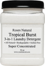 Tropical Burst 3-in-1 Laundry Detergent Powder, 32 oz., HE Compatible, All-Natural, Super Concentrated, Hypoallergenic, Sulfate-Free, Non-Toxic, Citrus Scent, Made in the USA
