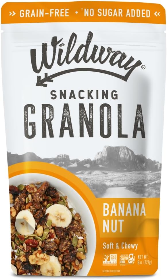 Wildway Keto Granola | Banana Nut | Grain-Free, Certified Gluten-Free Cereal | Vegan, Low Carb | No Sugar Added | Paleo-Friendly | Non-GMO Fruit & Nut Clusters | Nutrient-Rich Snack | 8 oz