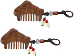 2pcs Sandalwood Wood Carved Comb Set, Anti-static Hair Detangling Scalp Massage Pocket Combs for Travel, Handmade Vintage Wooden Hair and Beard Styling Tools for Men and Women