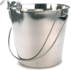 Jeffers Flat Sided Stainless Steel Pails with Handle & 1 Hook – Dishwasher Safe, Durable Feeding & Milk or Water Buckets for Pet, Horse. Livestock & Farm Use for Kennel, Cage, Fence - 2 Quart