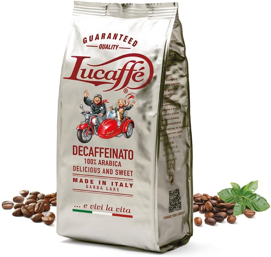 Lucaffe Decaf 100% Arabica Coffee Whole Beans 700g. Bag Delicious and Sweet Imported from Italy
