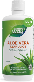 Nature's Way Aloe Vera Leaf Juice with Polymax+, 99.5% Purified Aloe Vera Leaf Juice from Concentrate, Unflavored, 33.8 Fl Oz