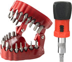 Magoog Denture Drill Bit Holder,Magoog Gag Gift for Dentist,3D Sculpture Desk Decor,1/4” Hex Bit Screwdriver,2-in-1 Screwdriver& Desk Gadget,Magnetic Gums with 28PCS Bits,Red