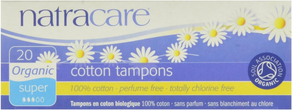 Natracare 2000 Organic All Cotton Non-Applicator Tampons 20 Count, 3 pack