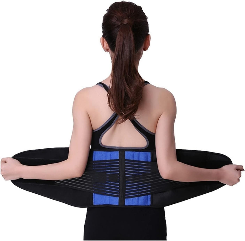 S-6XL Plus Size Lumbar Decompression Belt Lower Back Support Brace Men Women Waist Back Posture Corrector(Blue 6XL)