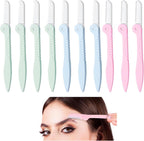 10 piece set of stainless steel eyebrow trimming tools with sharp blades, used for cosmetic decoration and repair of eyebrow shaping, facial and eyebrows curling shaping Folding Eyebrows Razors