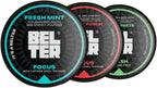 BELTER - Focus Cherry Punch, Focus Fresh Mint, & Fresh Cool Breeze - Caffeine Pouches & Sugar Free Mint Pouch Bundle - 50 Count - Zero-Calorie Energy Boost with L-Theanine - 96mg Caffeine Per Pouch