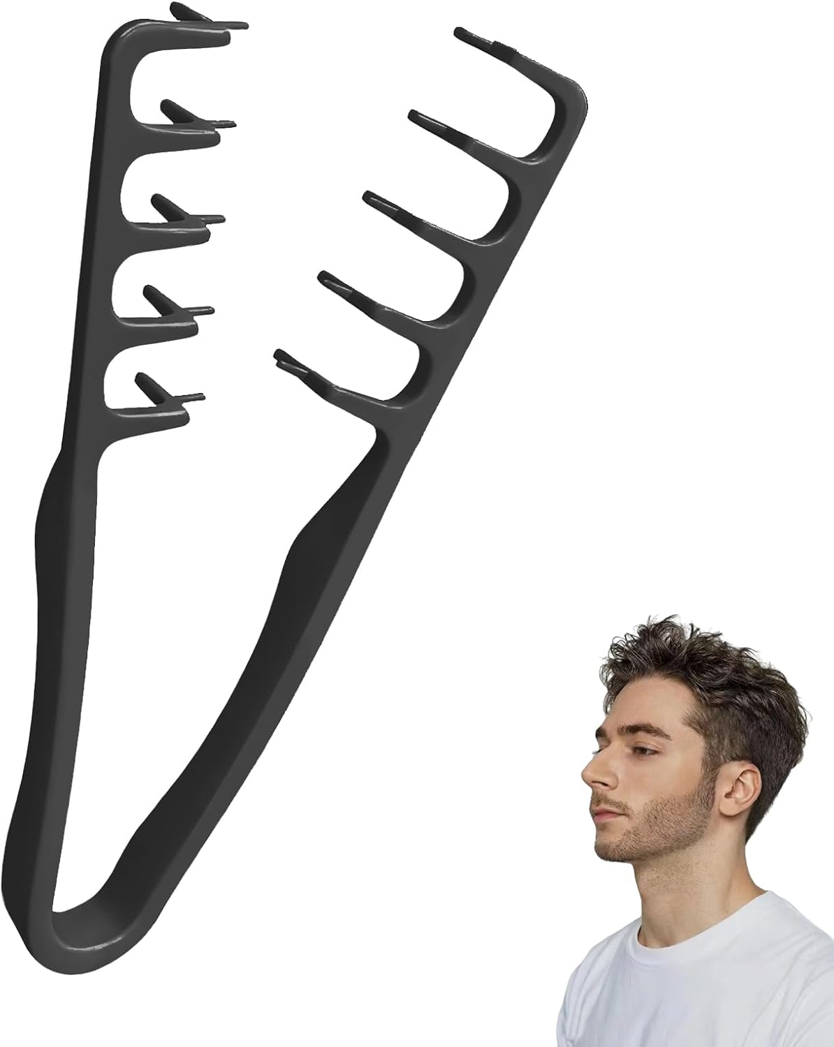 Texture Comb, Volumizing Fluffy Texture Styling Comb for Men and Women, Wide-Tooth Texturizing Styling Tool for Volume & Fringe Parting, Black