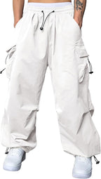 JMIERR Men's Baggy Cargo Pants Trendy Casual Parachute Pant Loose Fit Harem Joggers with Pockets for Streetwear