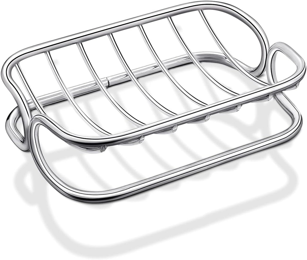 Patelai Soap Dish Stainless Steel Bathroom Bar Soap Holder for Shower Rust Proof Metal Self Draining Sponge Shelf Tray for Kitchen Sink(Classic Style)