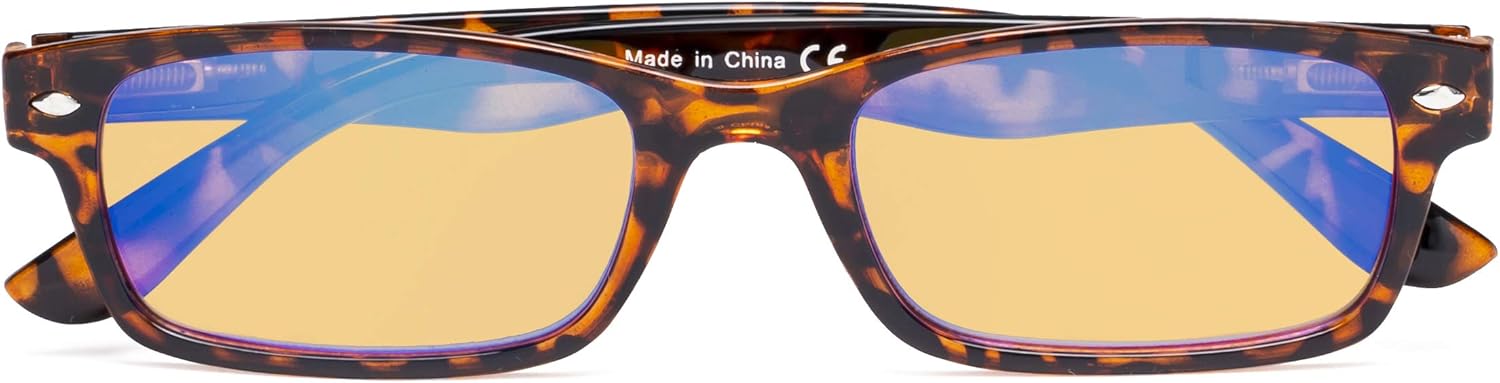 CessBlu Amber Tinted Digital Blue Light Blocking Glasses for Men Women Reading Computer