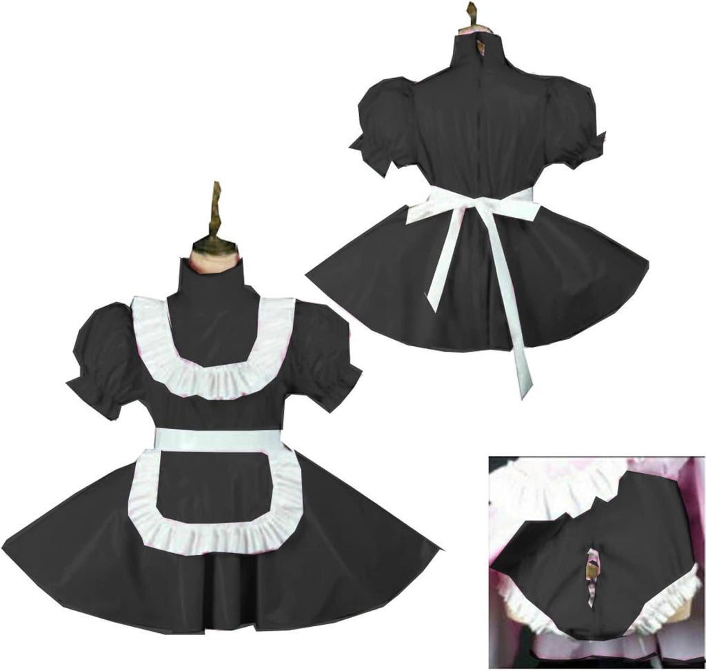 Plus Size Maid Dresses Style Sissy Dress Locable Sweet Dress Costume,Black,XXXL