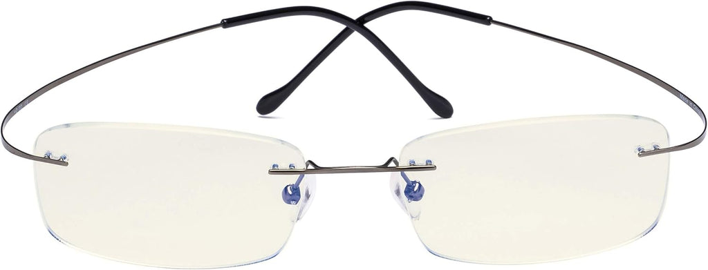 CessBlu Titanium Computer Glasses Reading Eyeglasses Frameless Readers Blue Light Filter