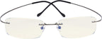 CessBlu Titanium Computer Glasses Reading Eyeglasses Frameless Readers Blue Light Filter