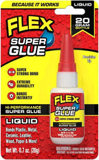 Flex Super Glue Liquid, 20 Gram Bottle, 1-Pack, Clear, Instant Bond, Quick Dry, Cyanoacrylate Adhesive, Precision Tip for Wood, Metal, Plastic, Crafts, Ceramic, and Toy Repairs