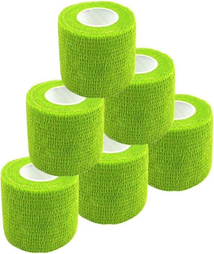 Self Adherent Wrap Tape Medical Cohesive Bandages Flexible Stretch Athletic Strong Elastic First Aid Tape for Sports Sprain Swelling and Soreness on Wrist and Ankle 6 Pack 2Inch X 5Yards(Green)