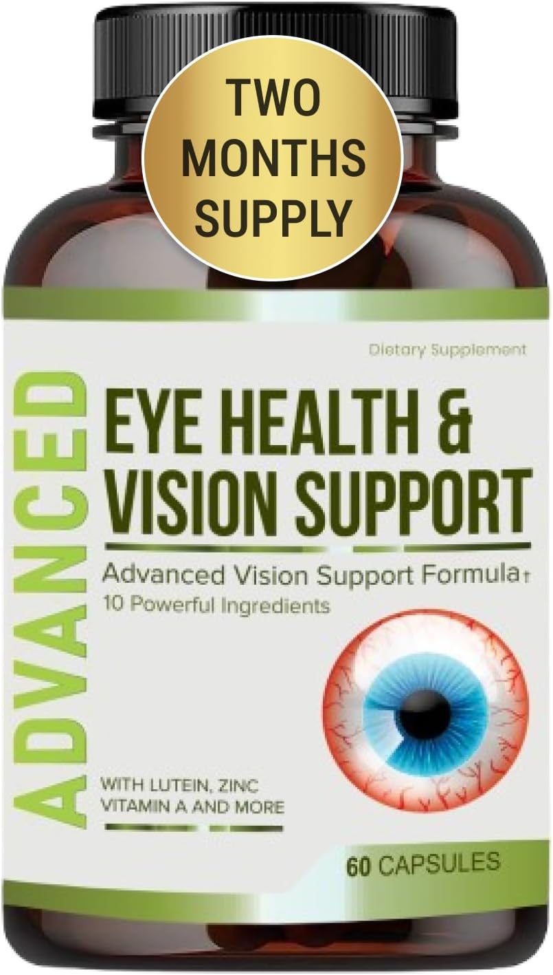 Vision Support - Best Eye Vitamins For Blurry Vision.Eye Supplements For Adults with Lutein For Macular Health, Eye Vision, Eye Strain, and Fatigue.With Zinc and Vitamin A to Support Sharp Vision.