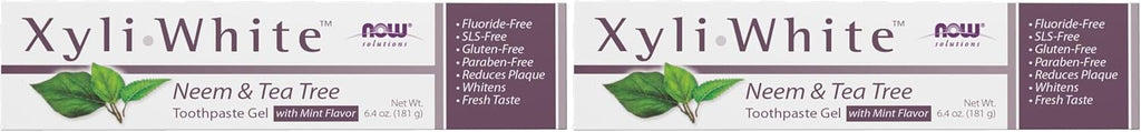 NOW Solutions, Xyliwhite™ Toothpaste Gel, Neem and Tea Tree, Cleanses and Whitens, Clean and Fresh Taste, 6.4-Ounce (Pack of 2)