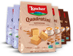 Loacker Quadratini Breakfast Variety Wafer Cookies LARGE - Mix of Cappuccino, Espresso and Blueberry-Yogurt - Premium Bite Size Crispy Wafers - LARGE Pack of 6