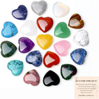20PCS Crystals and Healing Gemstones Gem Stones Heart Crystal QINJIEJIE Natural Rose Quartz Pocket Amethyst Hearts Palm Stone Polished Crystal Set Bulk Chakra Reiki Good Luck Gifts for Women 0.8"