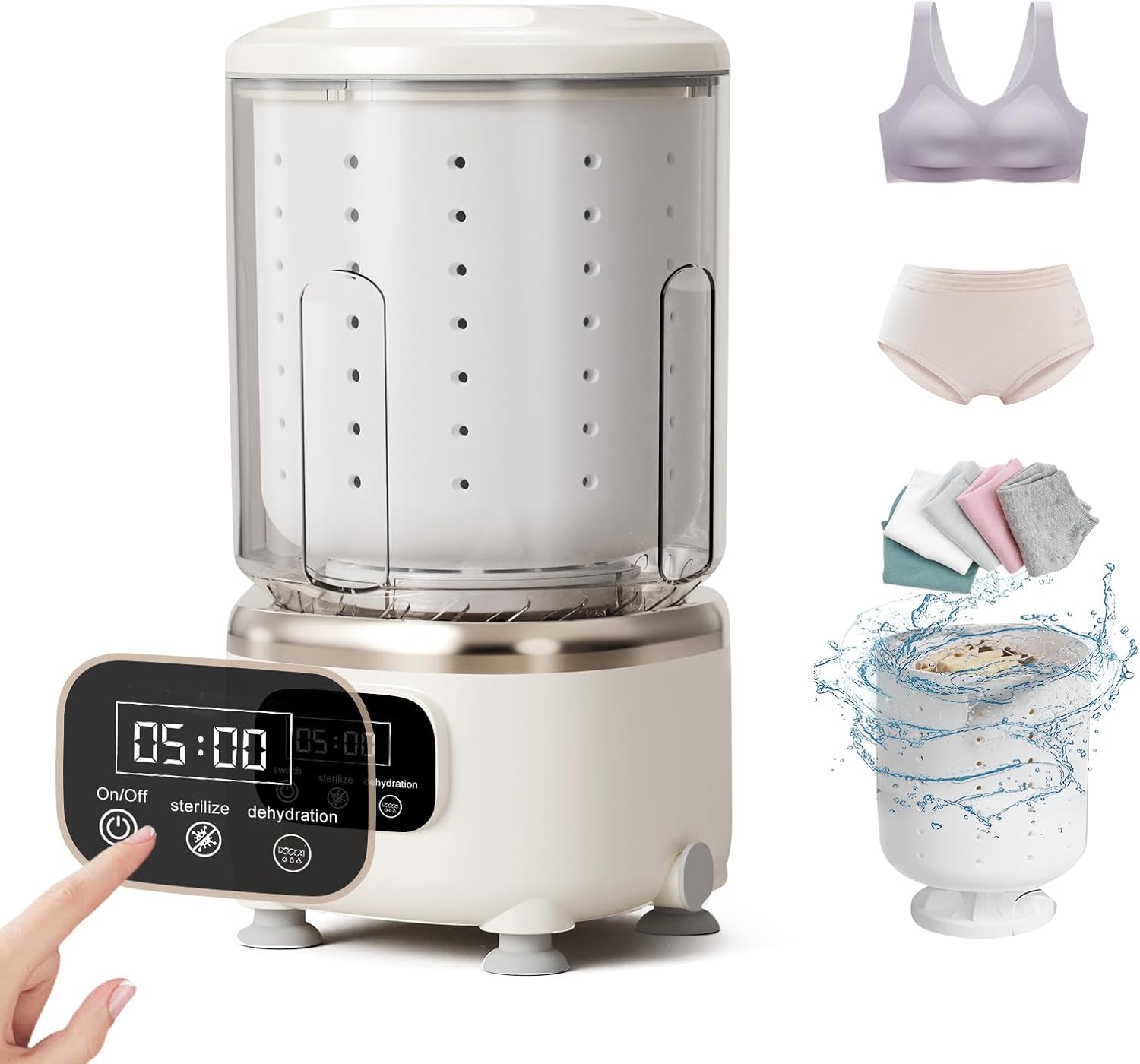 Underwear Washing Machine,Portable Washer & Spin Dryer Combo,Mini Washing Rechargeable Cordless Washing Deep Cleans Small Clothes Small Clothes for Apartment, Dorm, Travel & Hotel Use (2 L capacity)