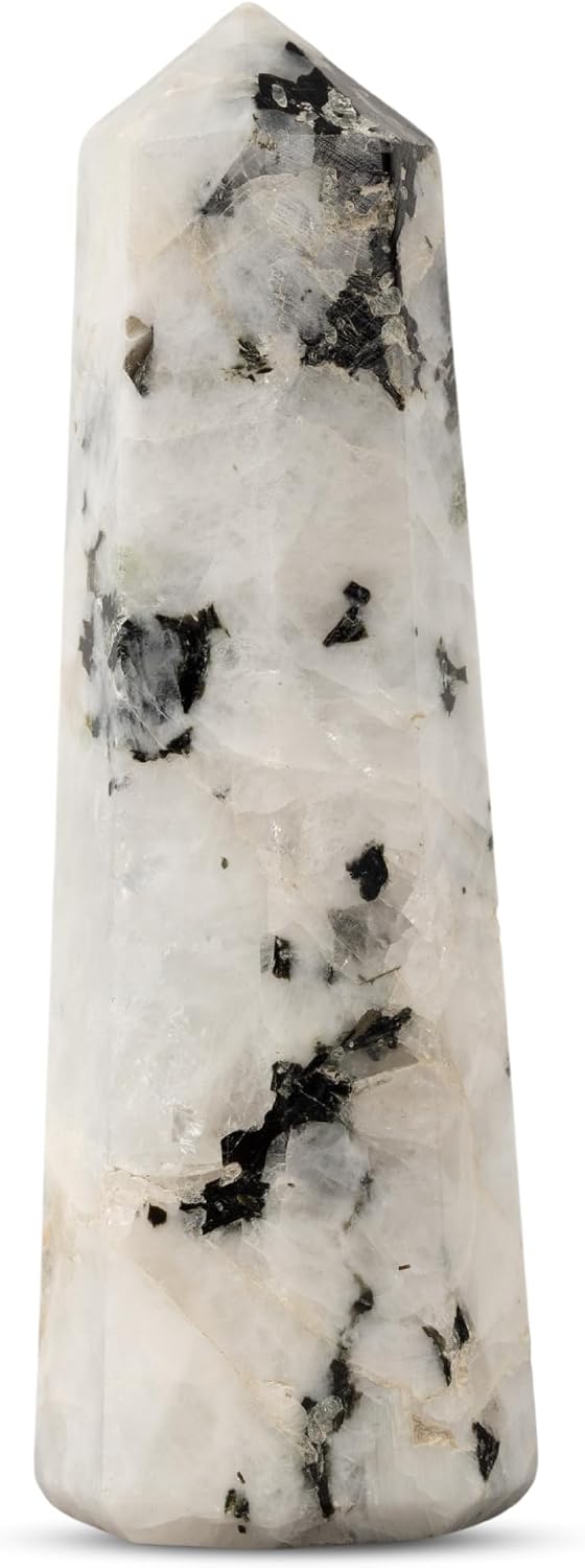 Rainbow Moonstone Healing Crystal Tower Obelisk – Crystals and Healing Stones for Meditation, Reiki, Chakra Balancing, and Crystal Grids – Crystal Points for Home or Office – Spiritual Decor & Gift