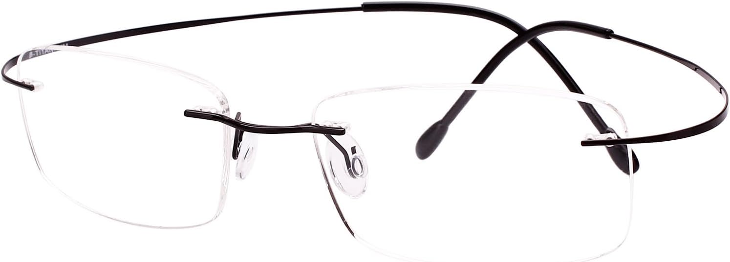 Agstum Titanium Rimless Flexible Frame Hingeless Optical Eyeglasses Clear Lens