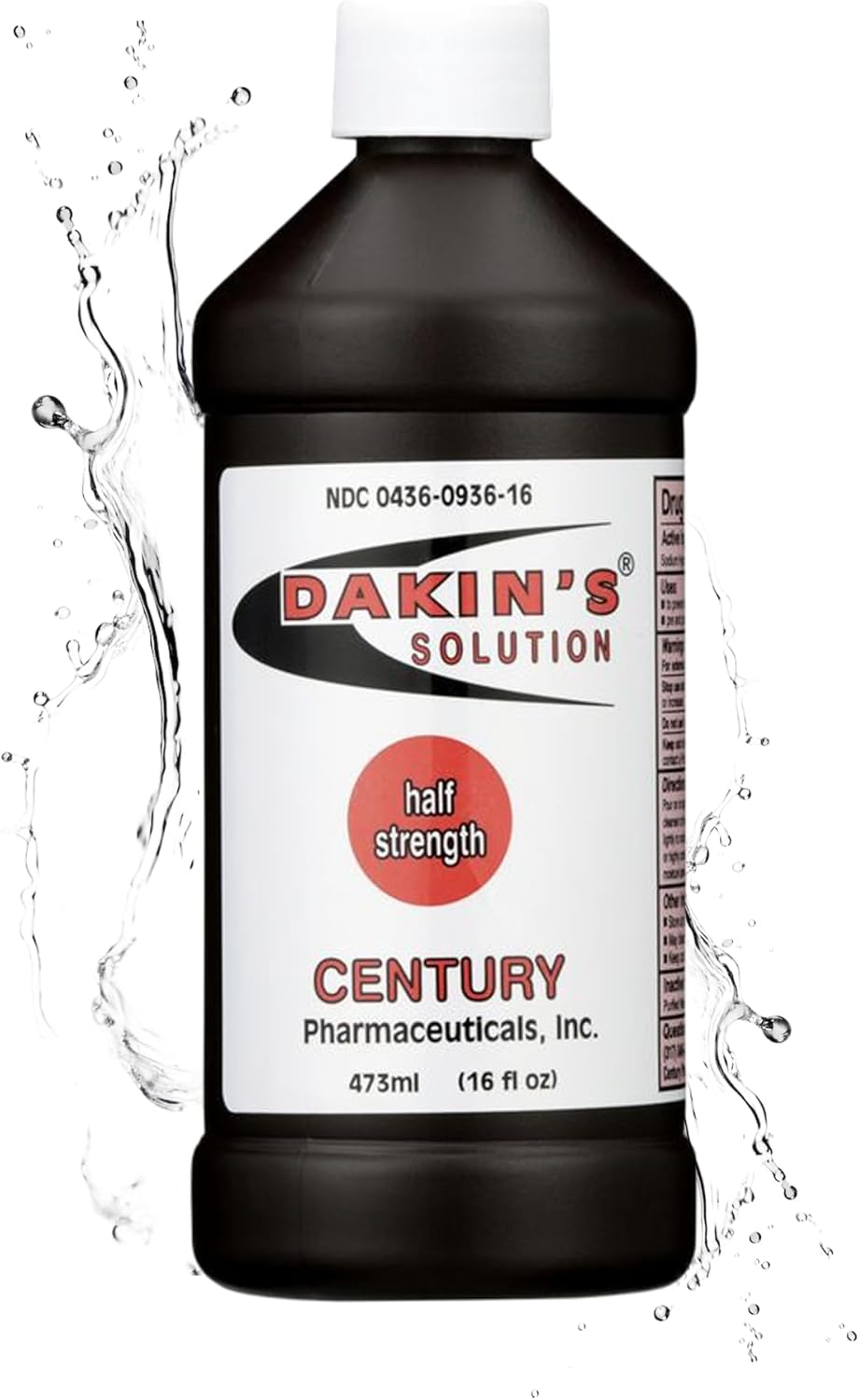 Dakin's Solution Half-Strength 0.25% Sodium Hypochlorite Wound Cleanser for Acute and Chronic Wounds, Antimicrobial No-Rinse Formula, Gentle on Skin, Safe for Home or Clinical Use, 16 oz