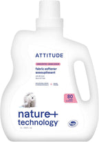 ATTITUDE Liquid Fabric Softener, Plant-Based & Vegan, HE Compatible, Naturally Derived, Unscented, 80 Loads, 67.6 Fl Oz