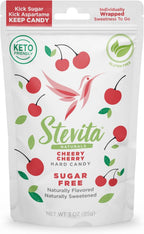 Stevita Hard Candy, Cheery Cherry - 25 Individually Wrapped Pieces - Sugar & Aspartame Free - Naturally Flavored & Sweetened - Non-GMO, Gluten Free, Keto Friendly