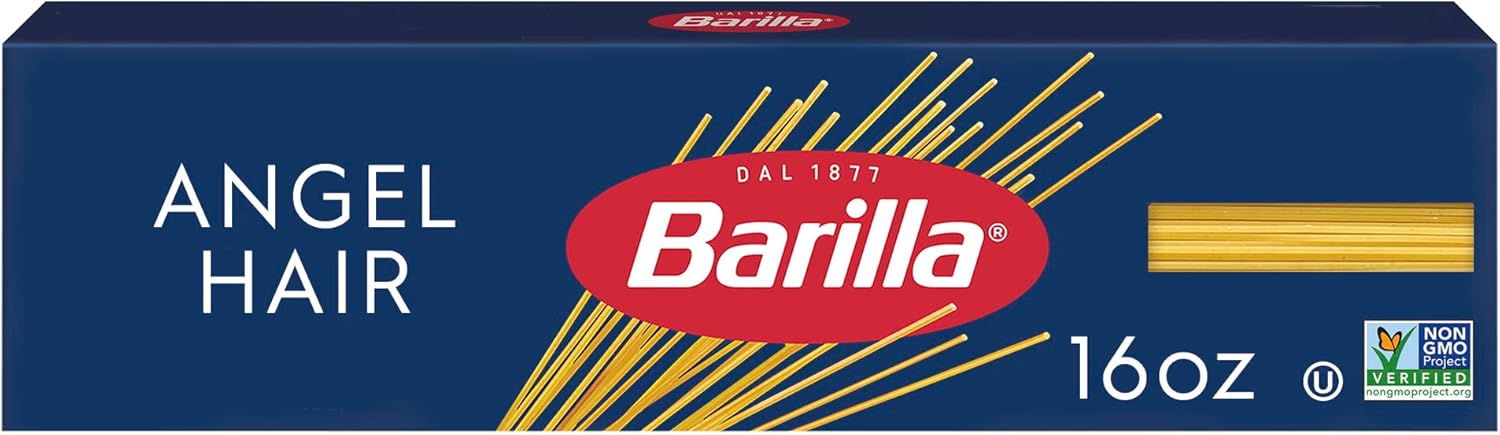 Barilla Angel Hair Pasta, 16 oz. Box - Non-GMO Pasta Made with Durum Wheat Semolina - Kosher Certified Pasta