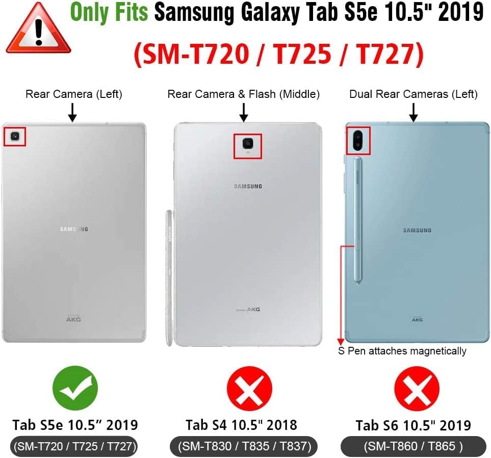 Case for Samsung Galaxy Tab S5e 10.5 2019 Model SM-T720/T725/T727, Slim PU Leather Folio Cover with Multi-Angle Stand and Pen Holder, Purple