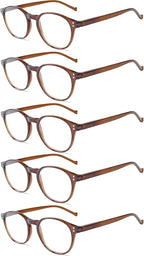 NORPERWIS 5 Pairs Reading Glasses - Standard Fit Spring Hinge Readers Glasses for Men and Women (5 Pack Brown-2, 1.50)