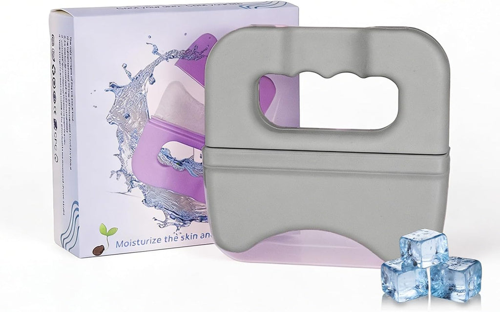 Extra-Large Silicone Ice Roller for Face and Body – Handheld Massager Reduces Puffiness, Soothes Sore Muscles, Relieves Stress, Enhances Skin Care – Deep Tissue Stiffness Relief Tool (Grey)