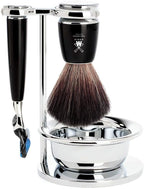 MÜHLE RYTMO Modern 4-Piece Black Fiber Brush 5-Blade Razor Luxury Shaving Set