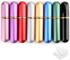 Bekith Set of 8 Colors Empty Essential Oil Personal Inhaler Refillable Aromatherapy Nasal Inhaler Tubes Aluminum and Glass, Portable Nasal Inhalers with 20 Cotton Wicks