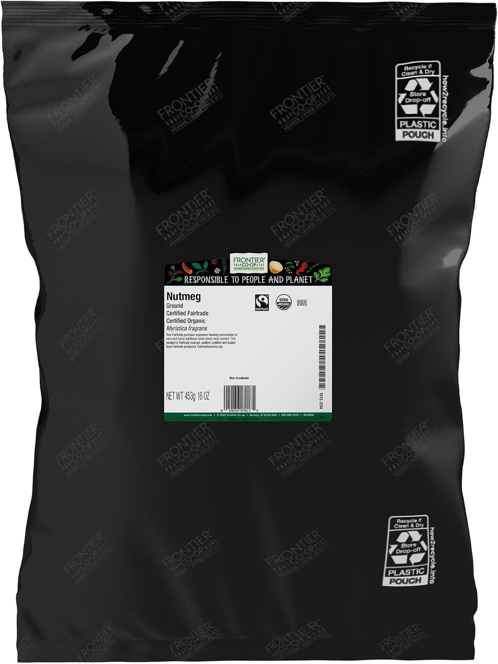 Frontier Co-op Nutmeg Ground, 1lb Certified Organic Nutmeg Powder - Fair Trade, Kosher | 1 Pound Bulk Bag | Wholesale Cafe, Restaurant Supply | Myristica fragrans