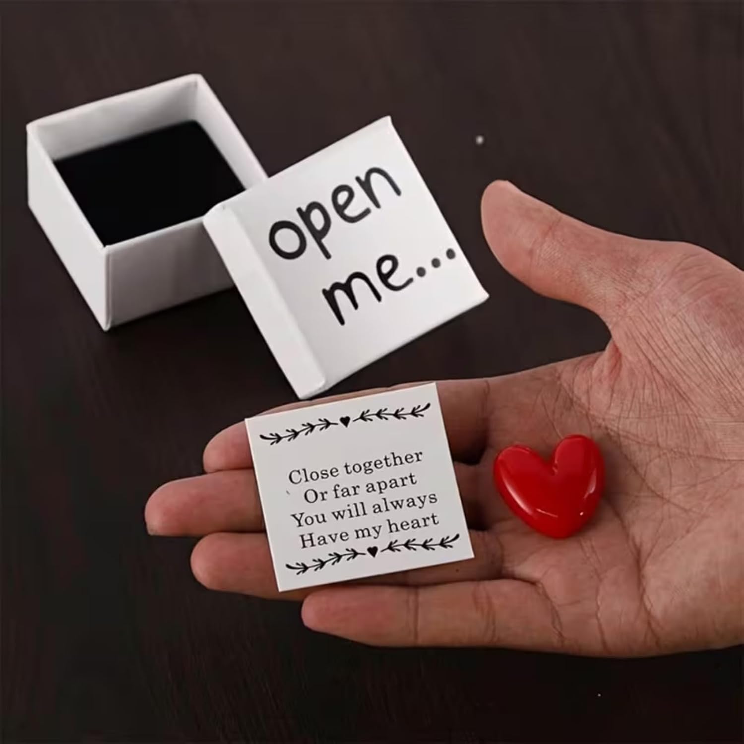 Mini Surprise Gift Box, a Gift for Long-Distance Relationships. Adorable Heart-shaped Box with Open Me Label, Ideal for Her Valentine’s Day, Anniversary or Birthday.