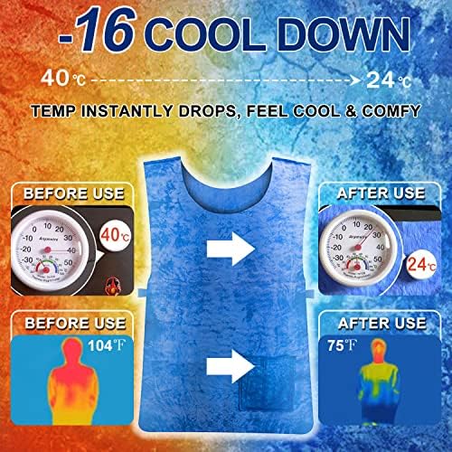 HUOFU Ice Cooling Vest for Men Women - Water Evaporative Cool Shirt for MS Patient Outdoor Sport Working Hot Summer Weather High Temperature Protective Clothes