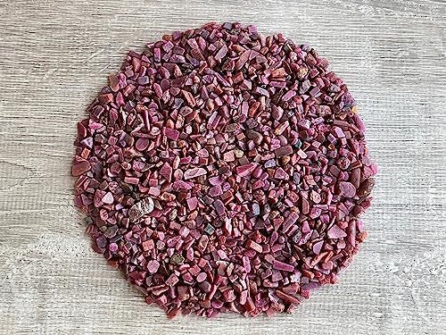 WHOLESALE Natural Semi Tumbled Ruby Gemstone Chips, Crushed Mini Crystals, Undrilled Crystal Chips (Ruby, 0.25 Pound)