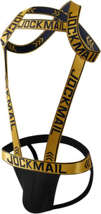 Mens Harness Sport Shoulder Strap with Jock Strap Fitness One-piecs Harness with Jockstrap Bodysuit