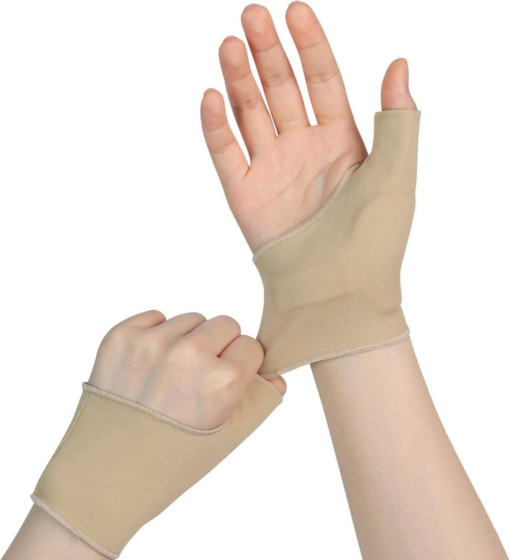 Thumb Wrist Brace Compression Sleeve for Arthritis Pain Relief Tendonitis Protector Support, Soft Elastic Fabric Thumb Splint Glove Liner for Women and Men -Fits Both Hands-(L)(1 pair)