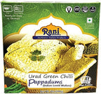 Rani Pappadums (Indian Lentil Wafer Snack) Green Chilli Papad 7oz (200g) Approximately 15pc, 7 inches, Pack of 2 ~ All Natural | Gluten Friendly | NON-GMO | Vegan | Indian Origin