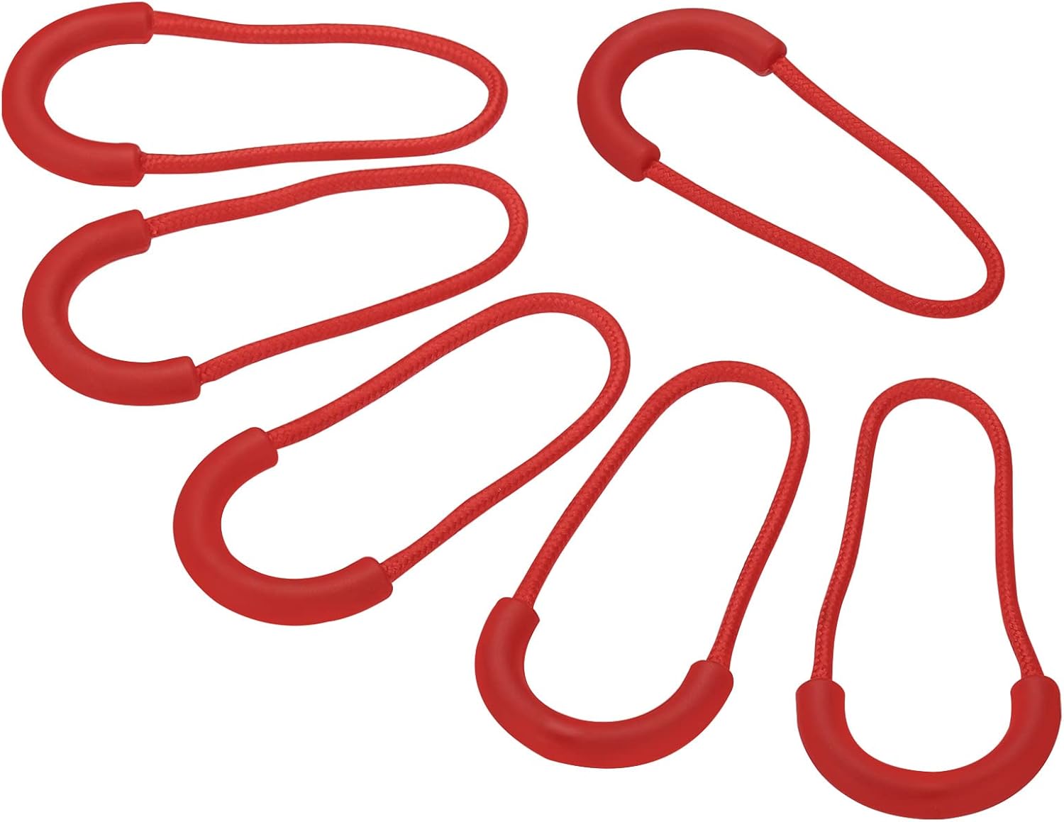 PATIKIL Zipper Pulls Replacement, 15 Pack Extension Cord Handle Plastic U-Shape Tab Tag Extender for Luggage Backpacks, Jackets, Handbags Red