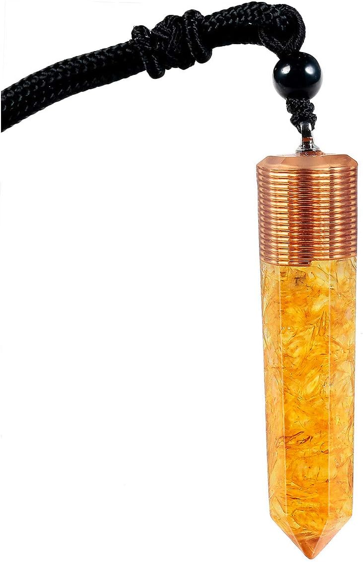 TUMBEELLUWA Healing Orgone Crystal Point Necklace for Unisex Hexagonal Quartz Chip Stones Pendant Single Point Crystal Wand Amulet for Meditation and Yoga