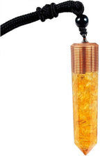 TUMBEELLUWA Healing Orgone Crystal Point Necklace for Unisex Hexagonal Quartz Chip Stones Pendant Single Point Crystal Wand Amulet for Meditation and Yoga